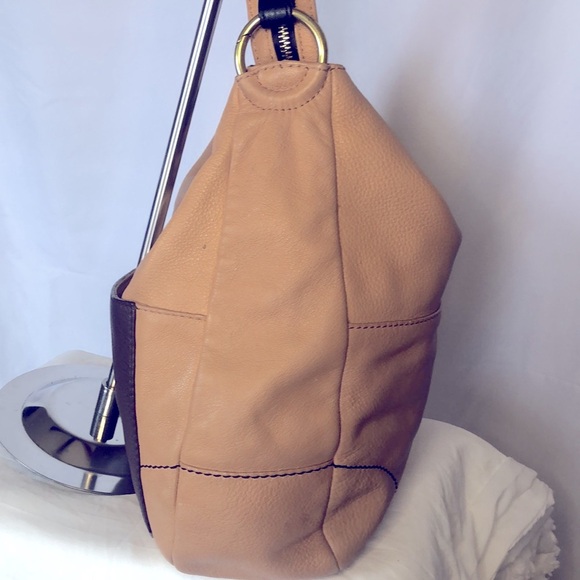 orYANY Adele brown  color block pebbled large leather shoulder handbag. - Picture 7 of 15